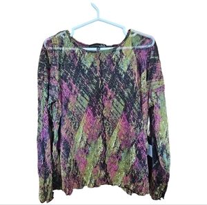 Liv by Habitat Sheer Colorful Long Sleeve  Blouse